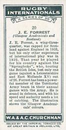 1935 Churchman’s Rugby Internationals #20 James Forrest Back